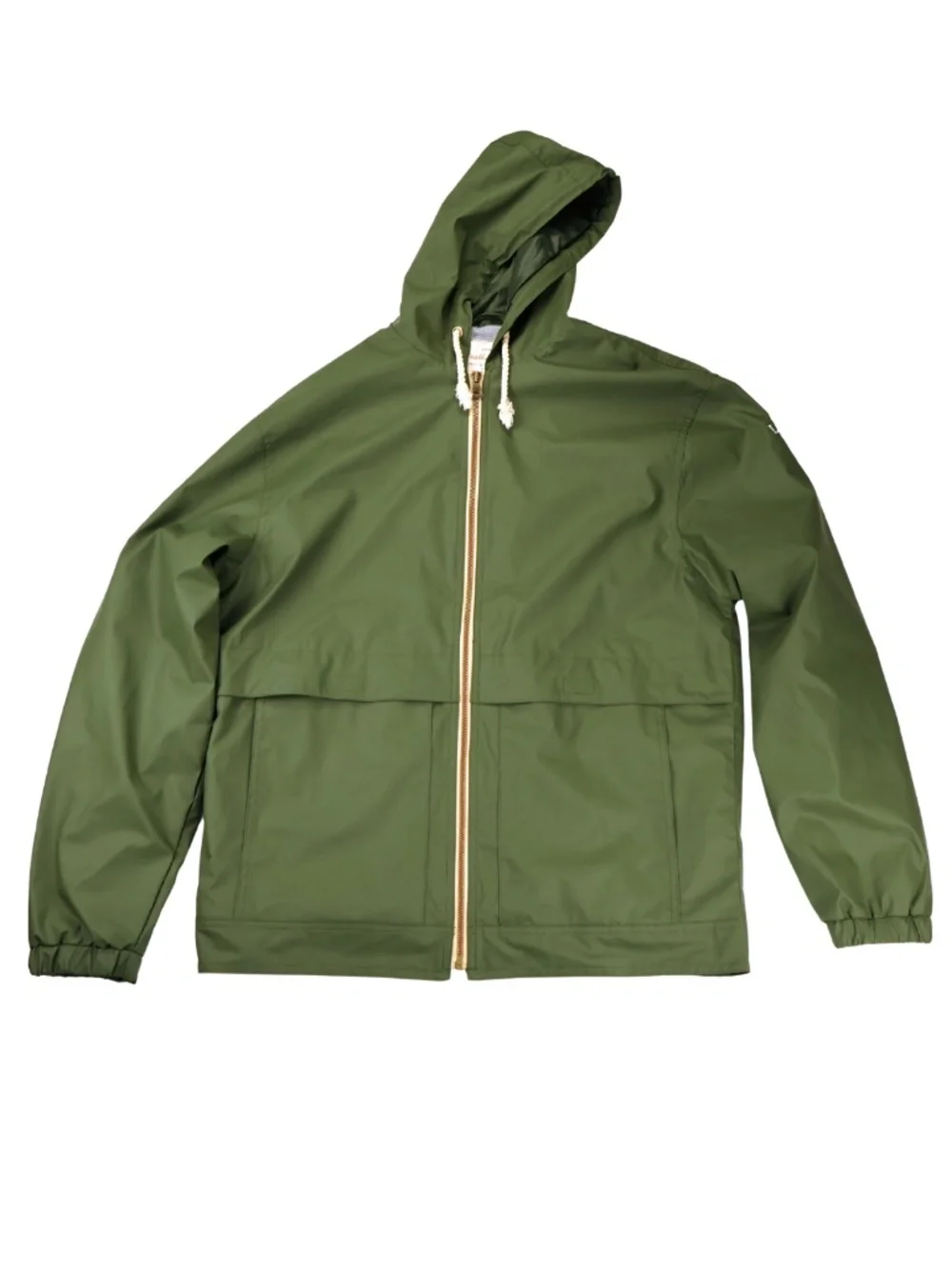 Original Weatherproof Vintage Green Hooded Rain Jacket Windbreaker Mens Medium